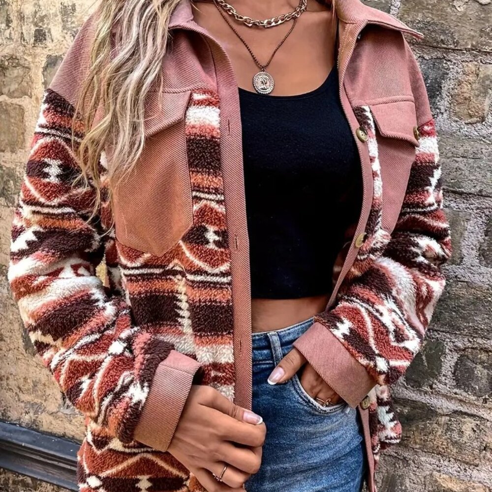 Aztec Pattern Teddy Jacket